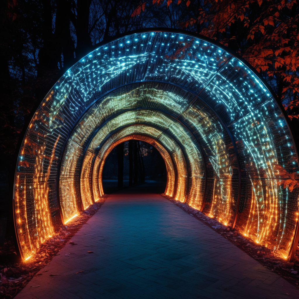 Colorful Interactive Light Tunnel in the Park