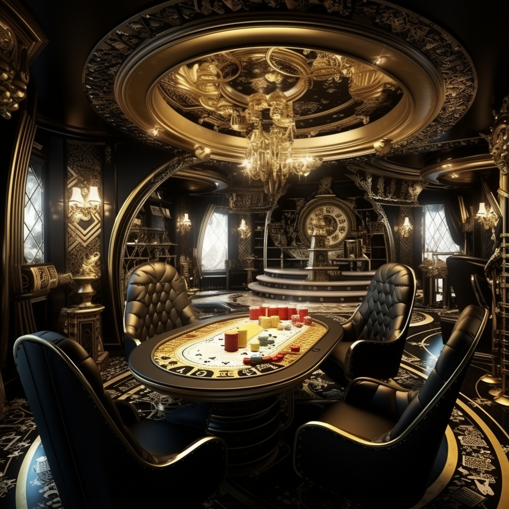 Interior Design Card Casino in Black and Gold