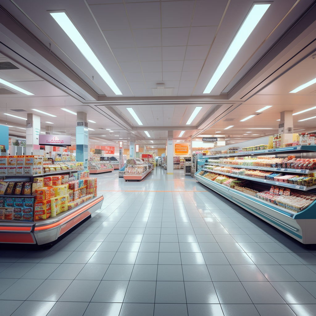 Vibrant interior of a supermarket