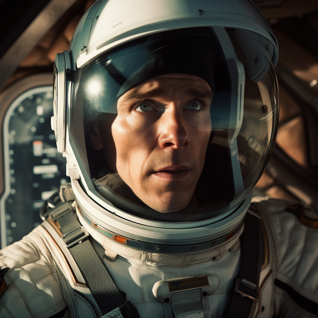 Cooper exploring space in Interstellar Movie