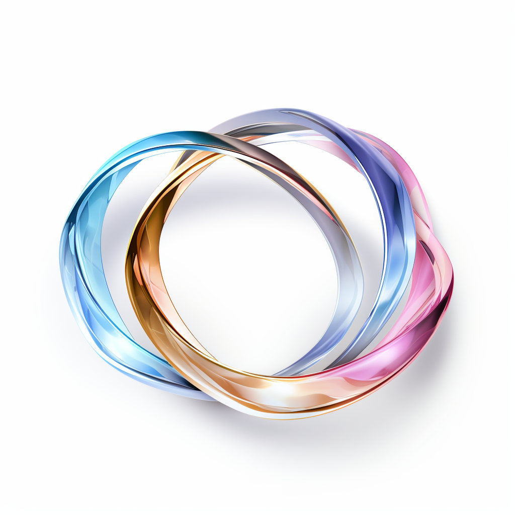 Colorful intertwined wedding rings symbolizing eternal love