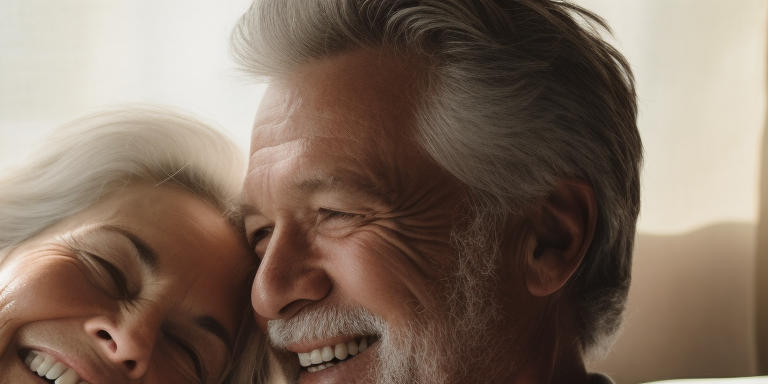 Elderly Couple Relaxing on Bed