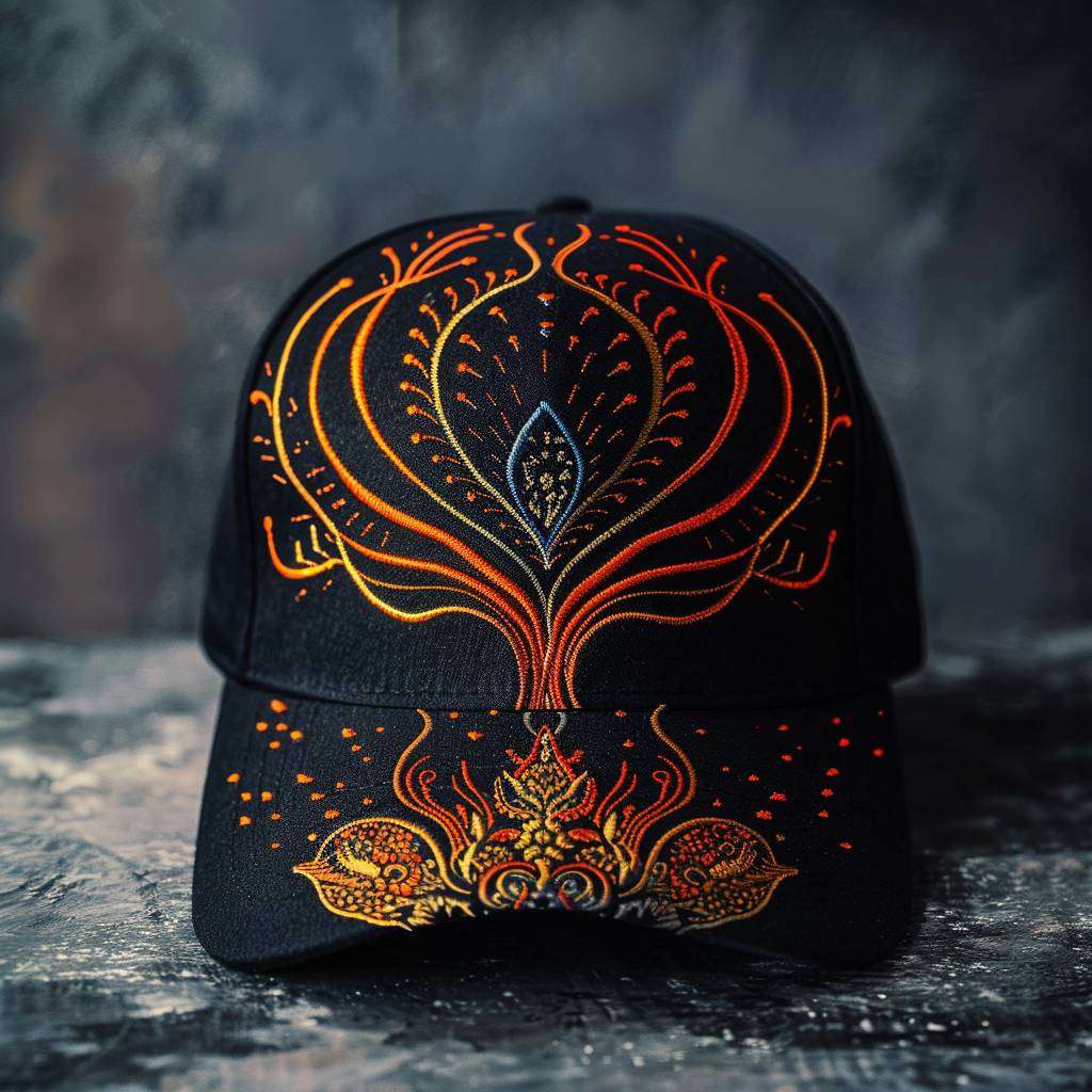 intricate embroidery cap design