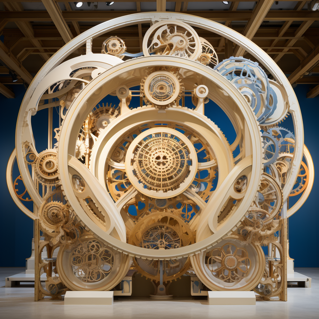 Artistic representation of intricate ivory gears