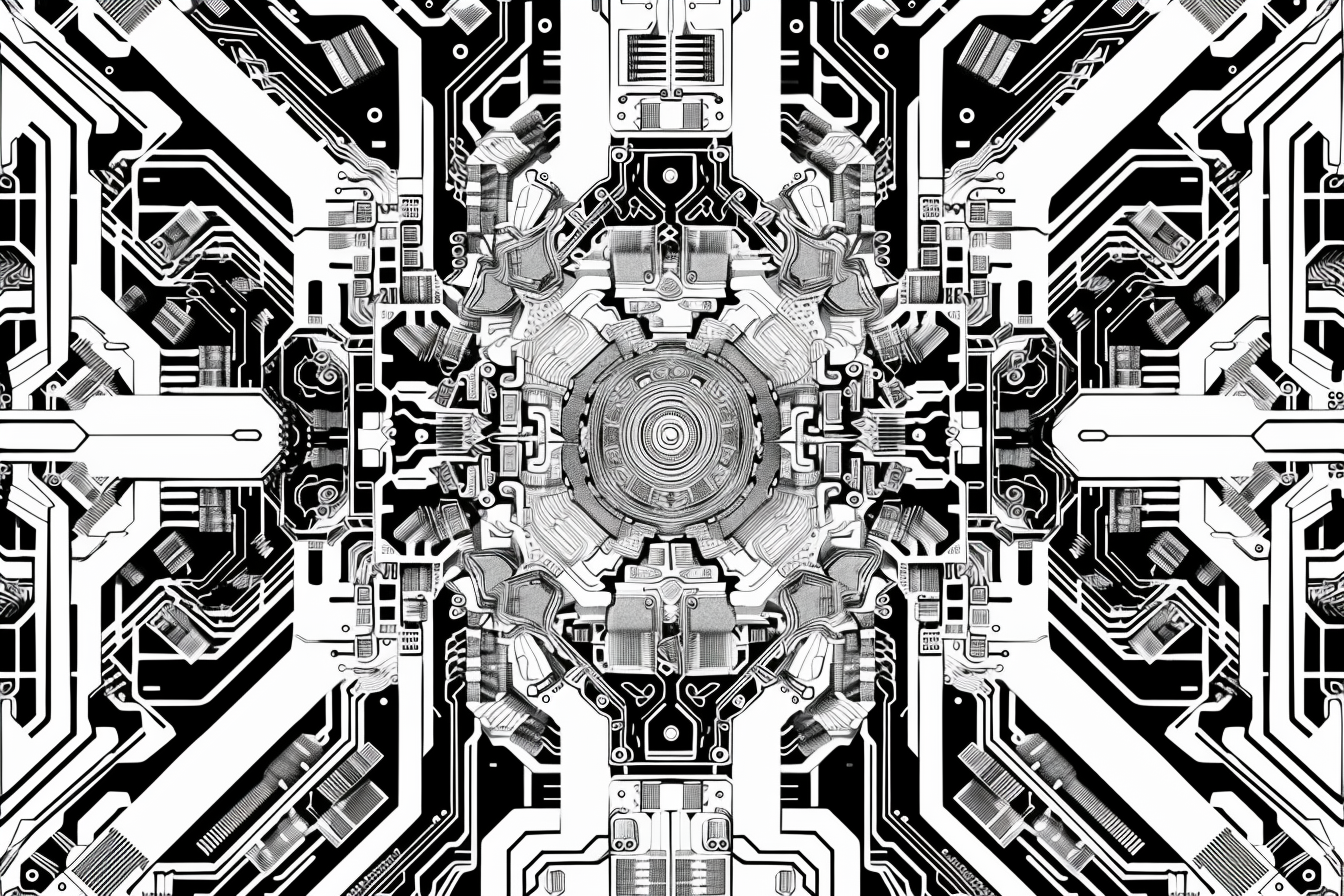 Intricate Psychedelic Circuit Processor Lines