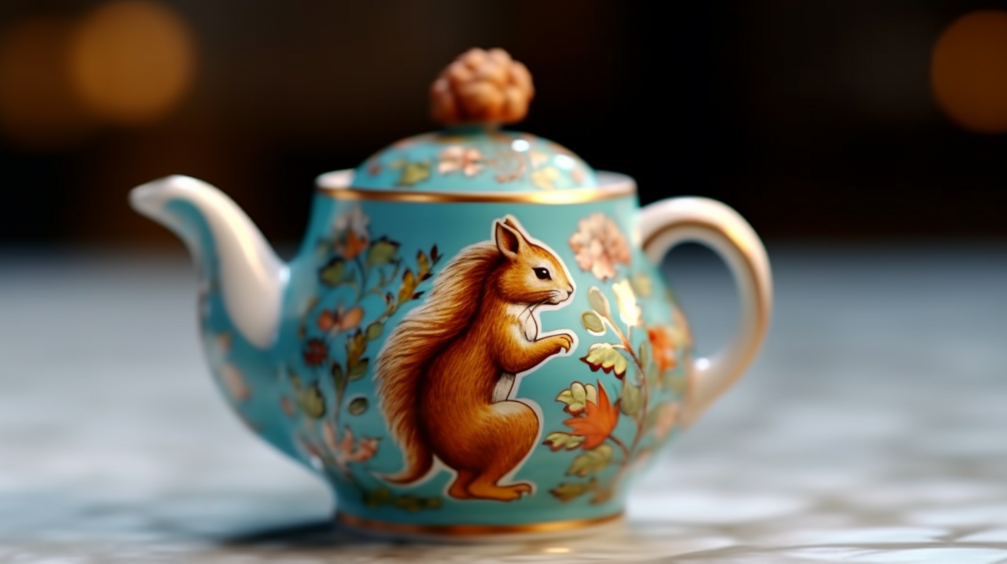 Beautiful squirrel design on fine china tea pot