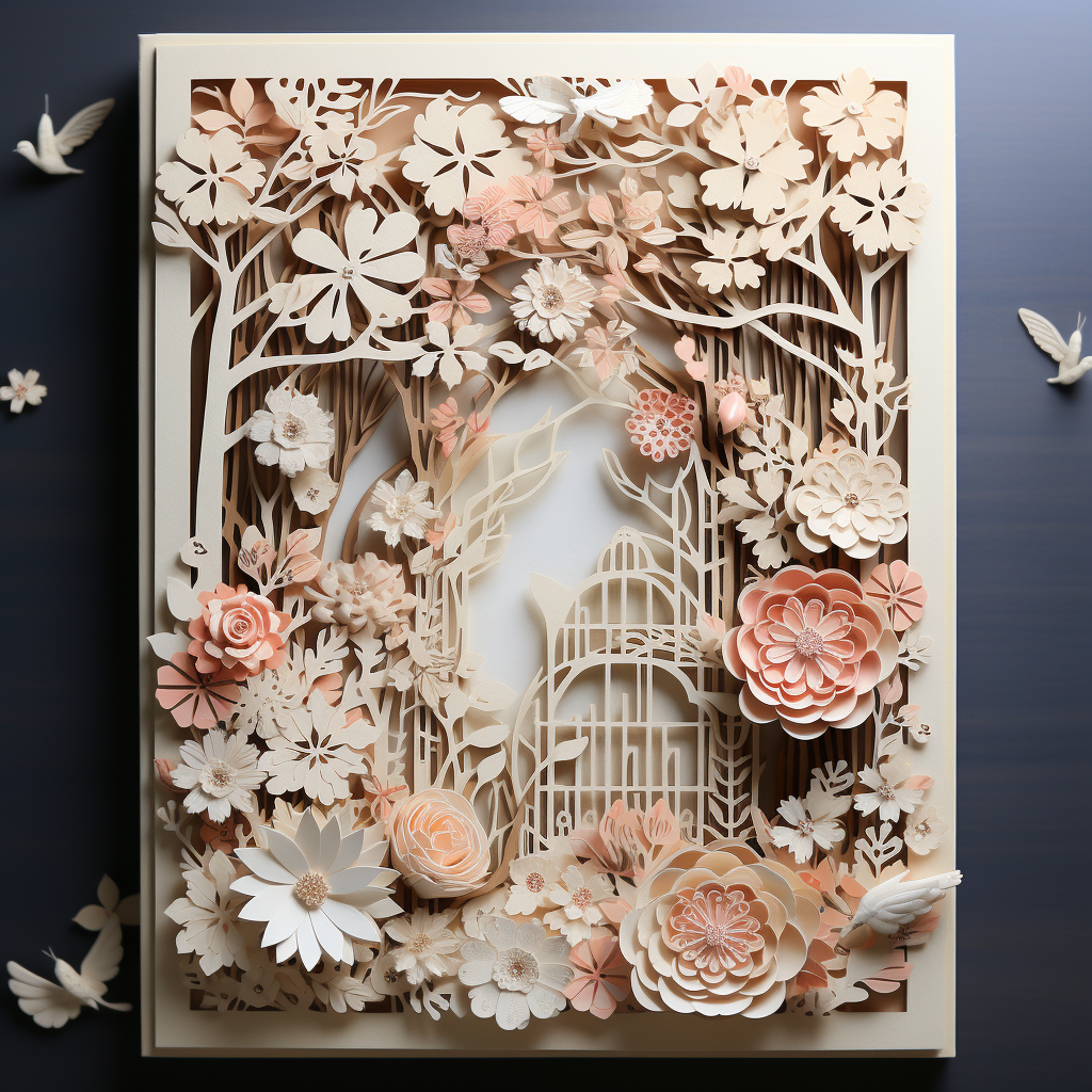 Intricate boho wedding invitation papercraft design