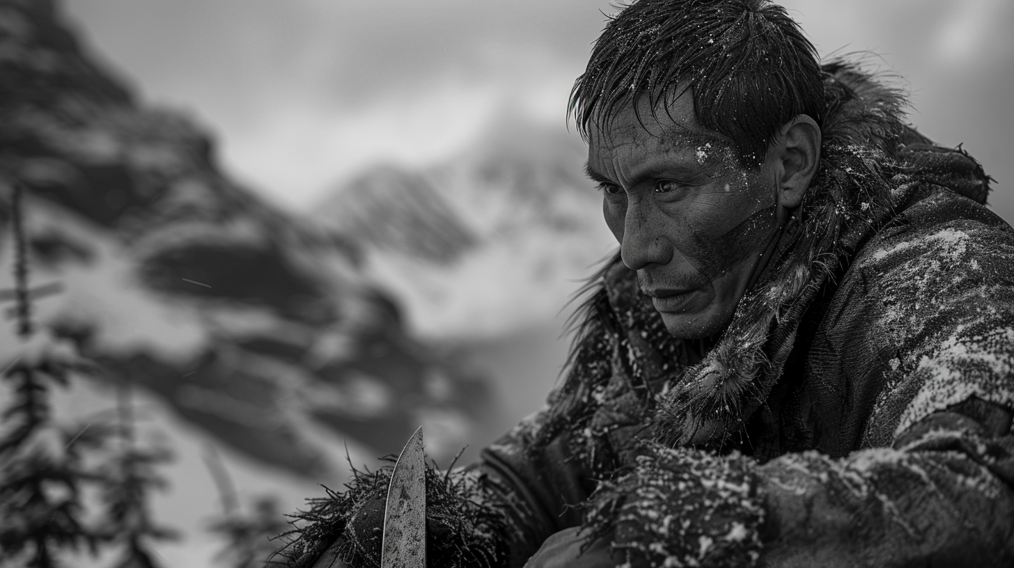 Inuit Mand Sharpening Knife in Noir Style