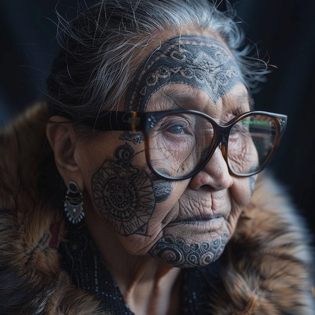 Inuit woman with facial tattoos