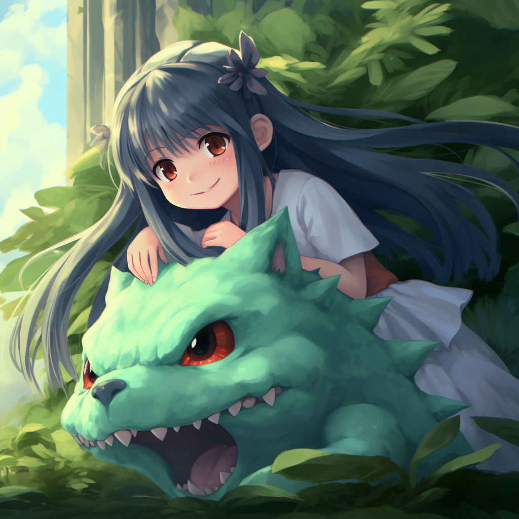 Inuyasha Hugging Bulbasaur Artwork