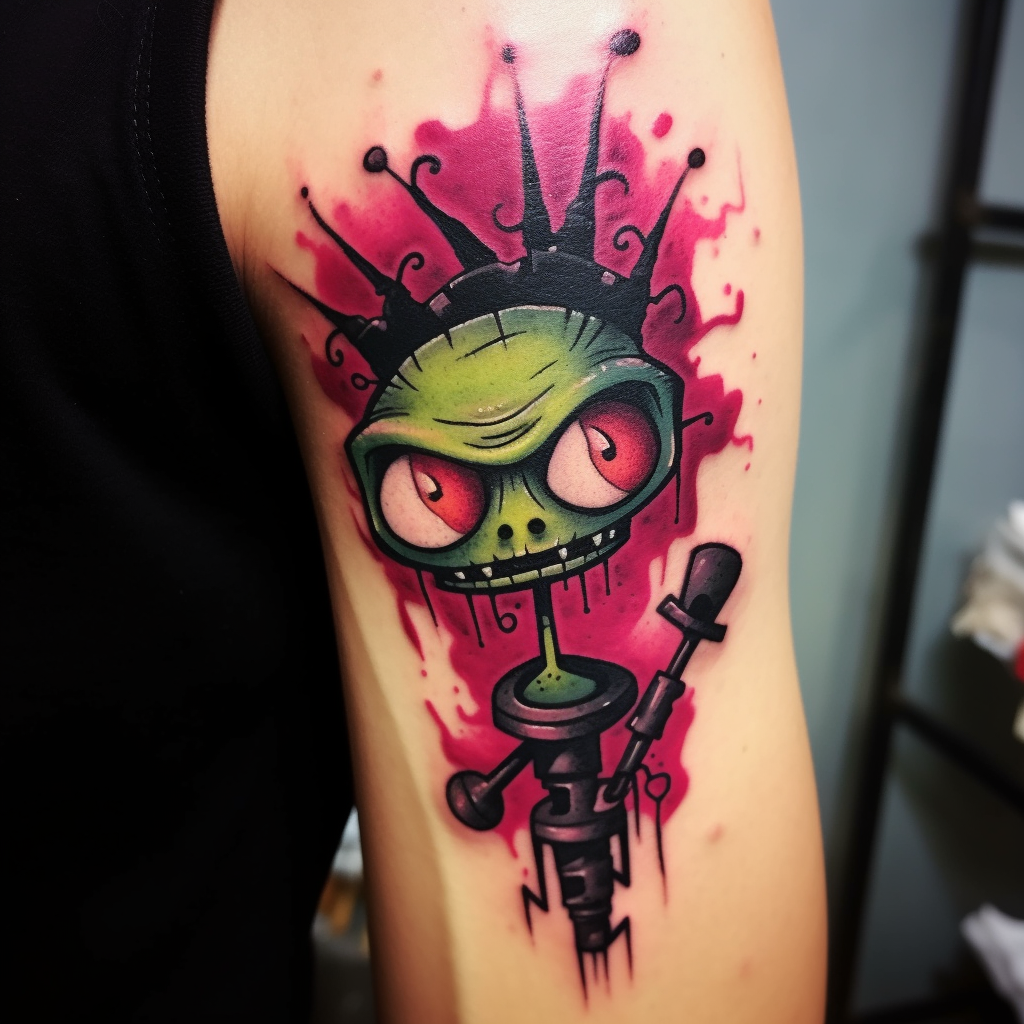 Invader Zim with Intense Rage Tattoo Design