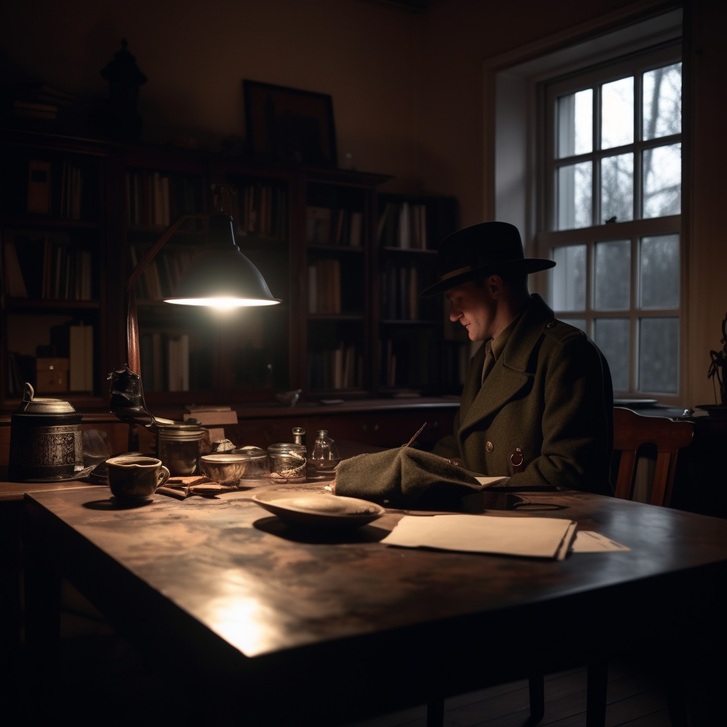 Investigator in a Latvian Security Forces Room