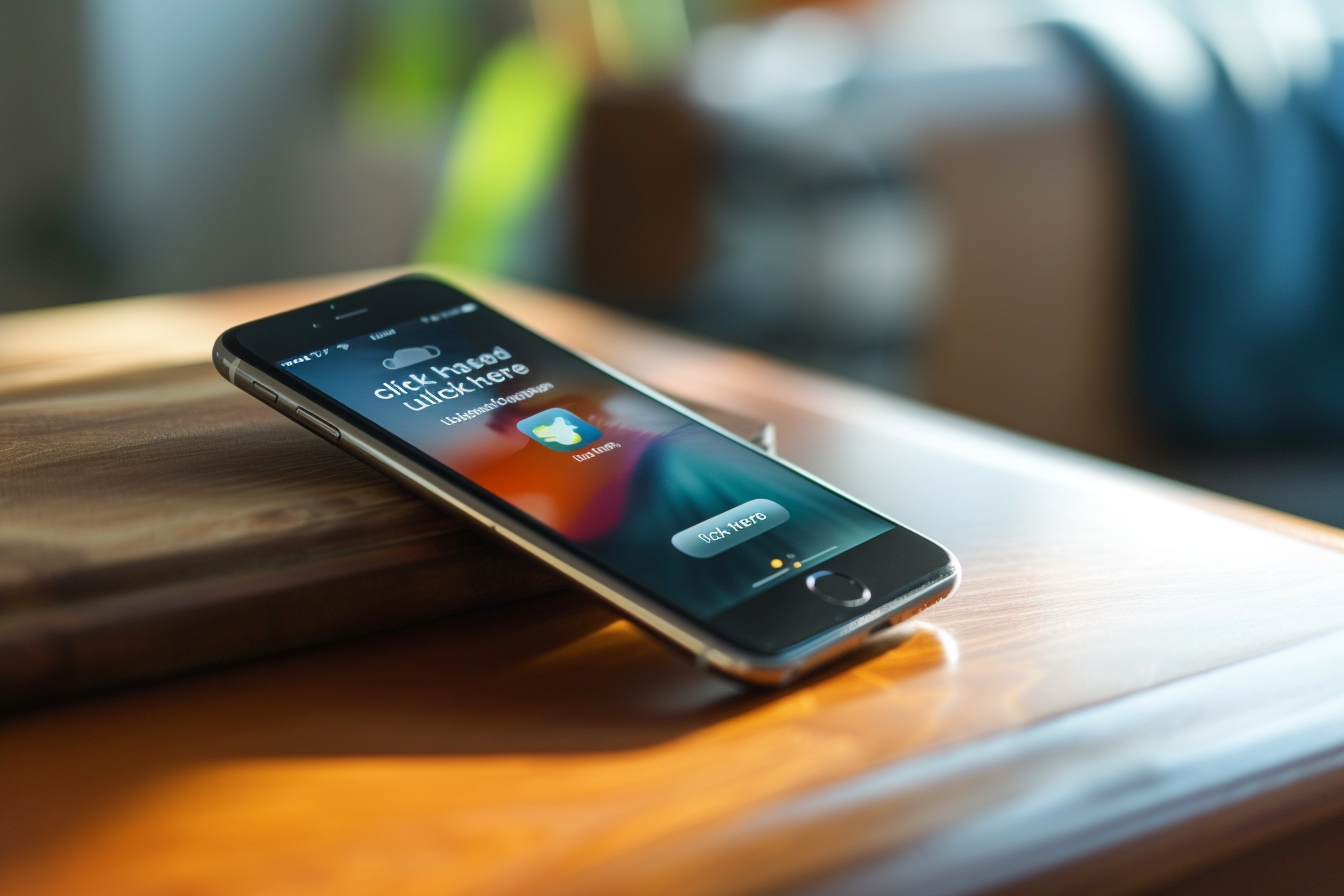 iPhone on wooden table with push notification