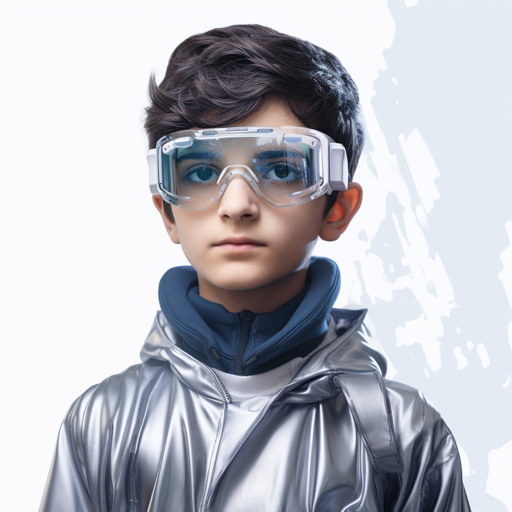 10-year-old Iranian student wearing Metaverse glasses