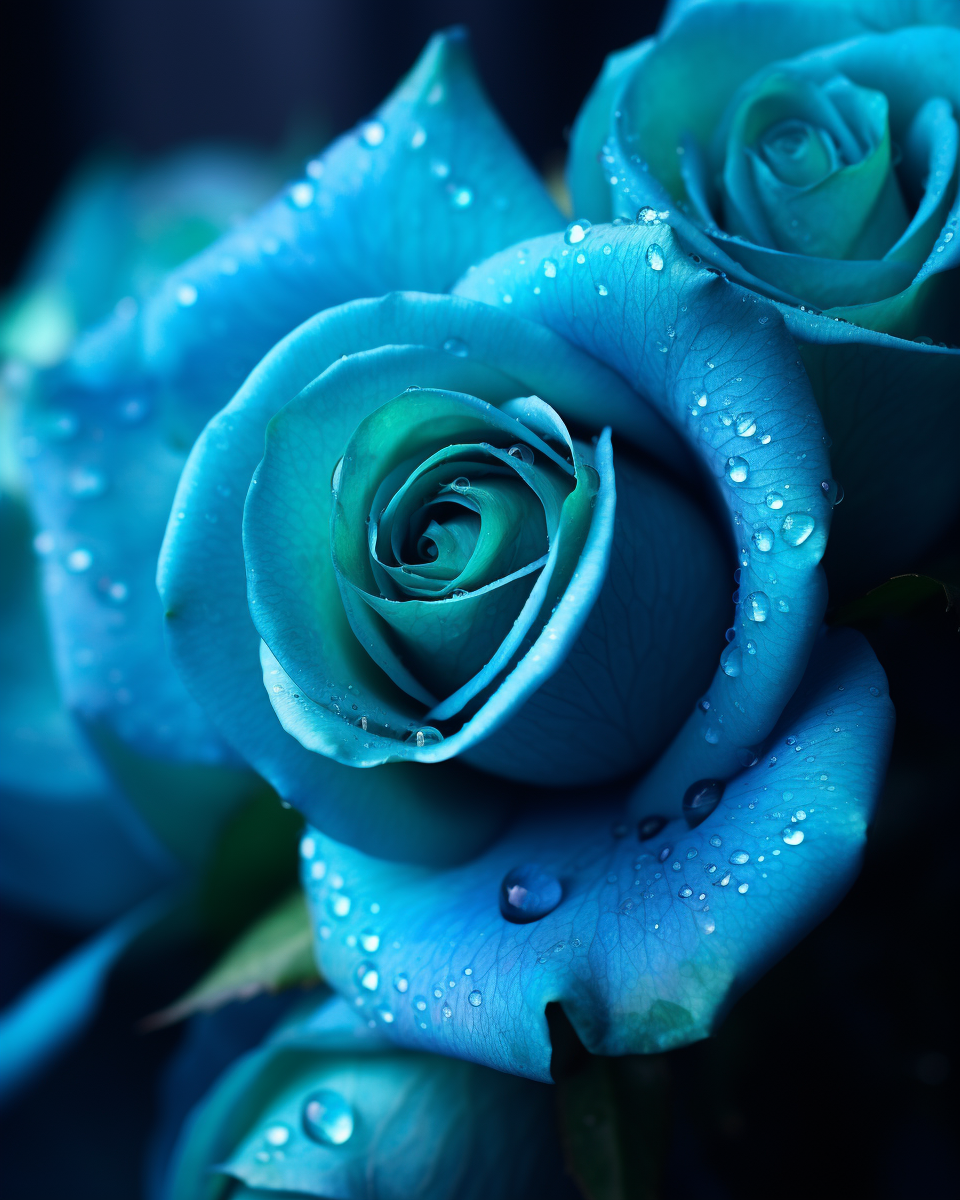 Iridescent blue turquoise roses image