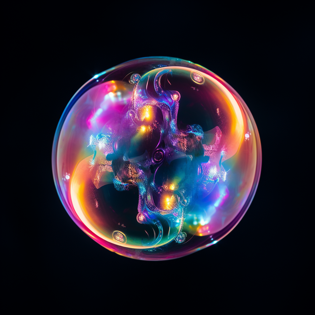 Iridescent Soap Bubble on Black Background