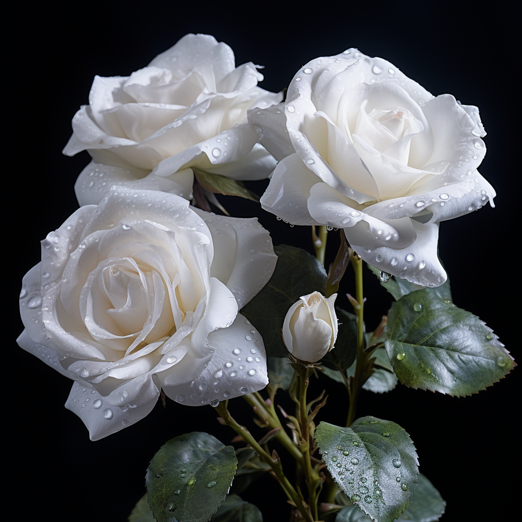 Realistic white rose bush