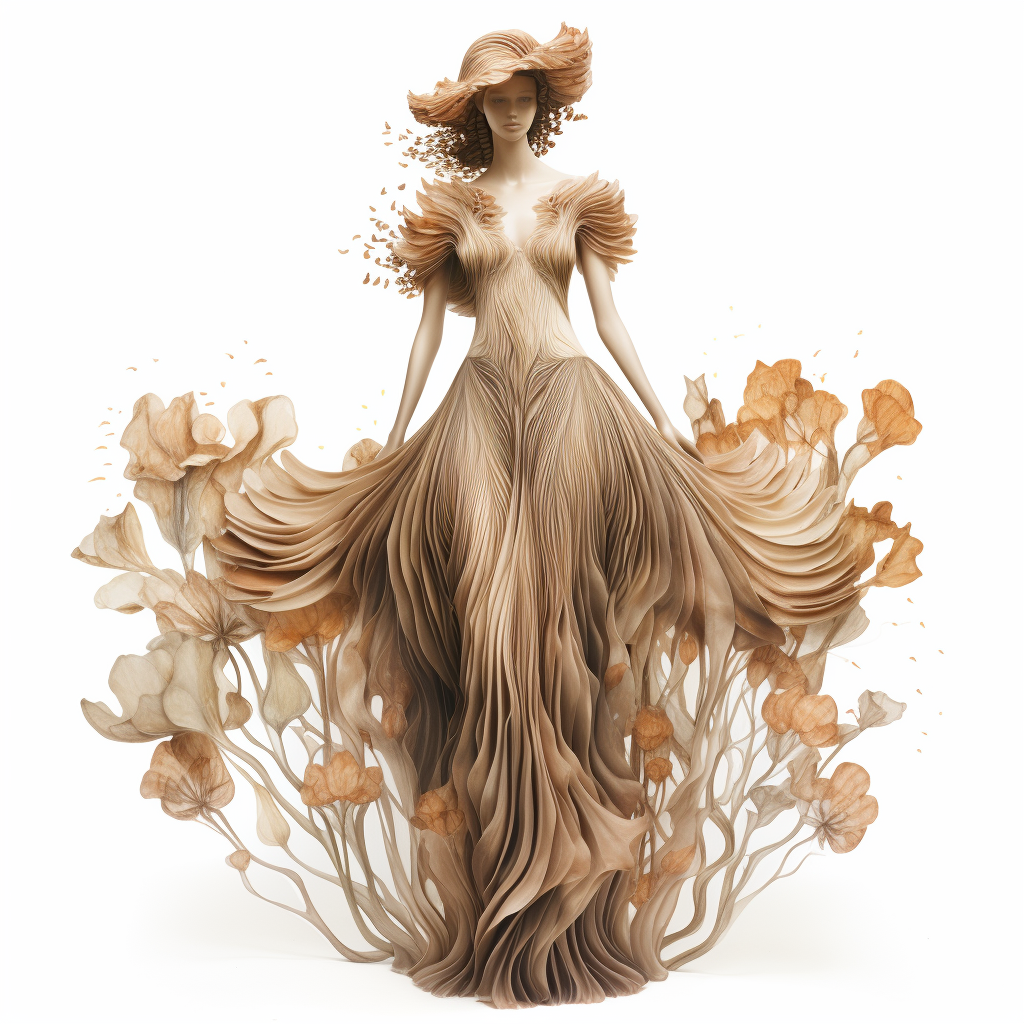 fashion illustration of woodland forest dress