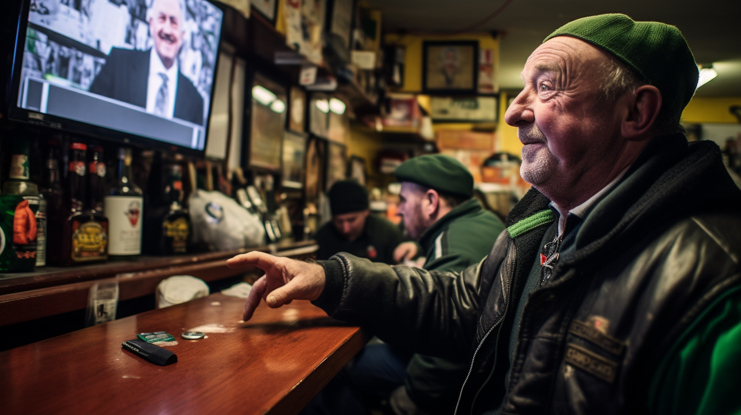 Irish fisherman playing darts in Limerick pub