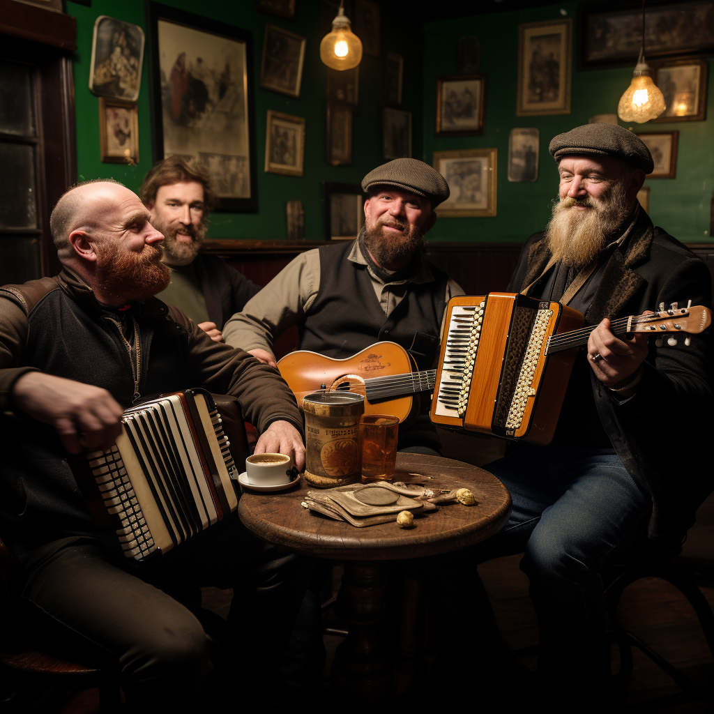 Irish gig musicians dancing concert