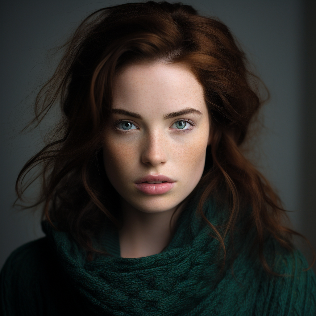 Irish woman with dark hair and teal eyes