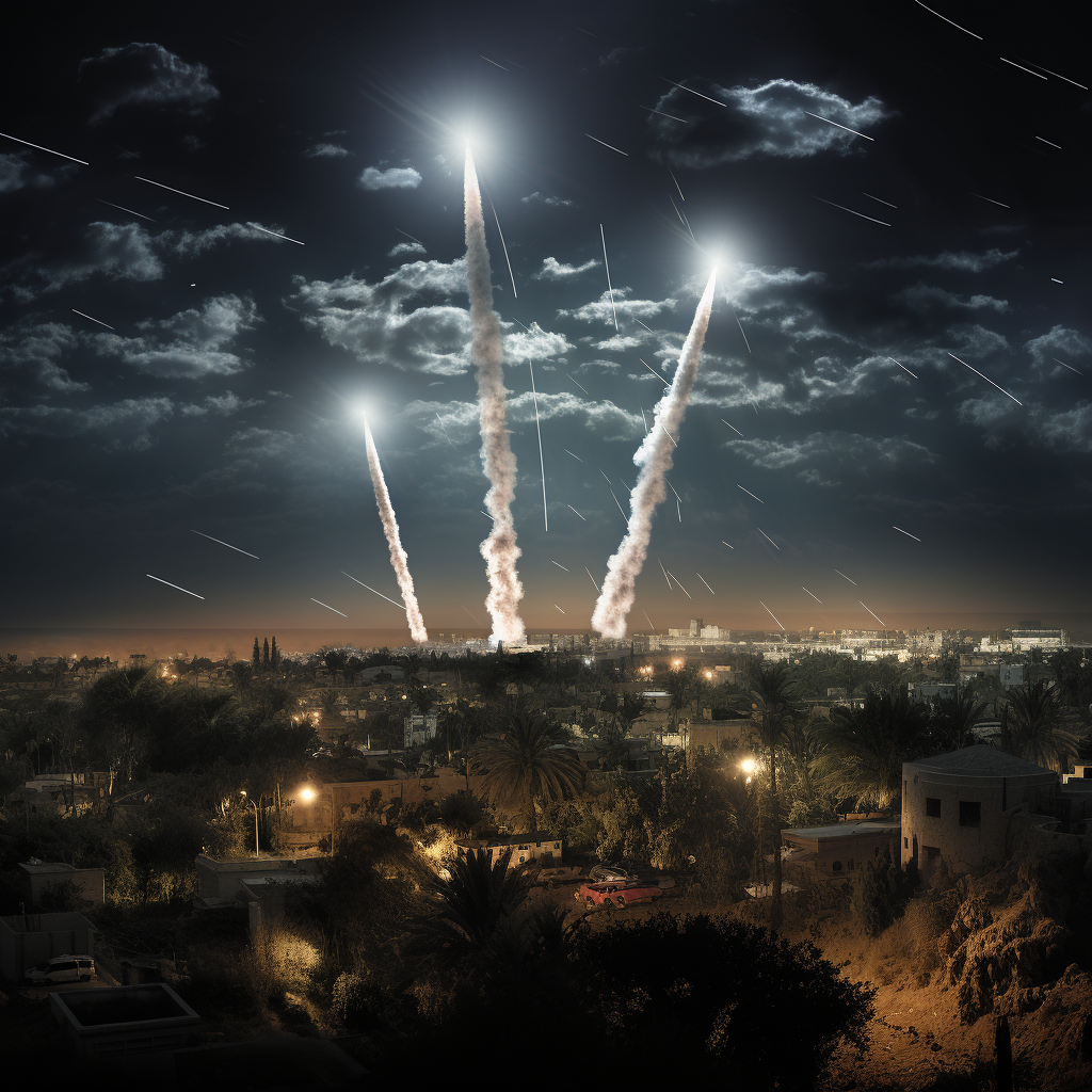 Iron Dome System Intercepting Rockets in Israel