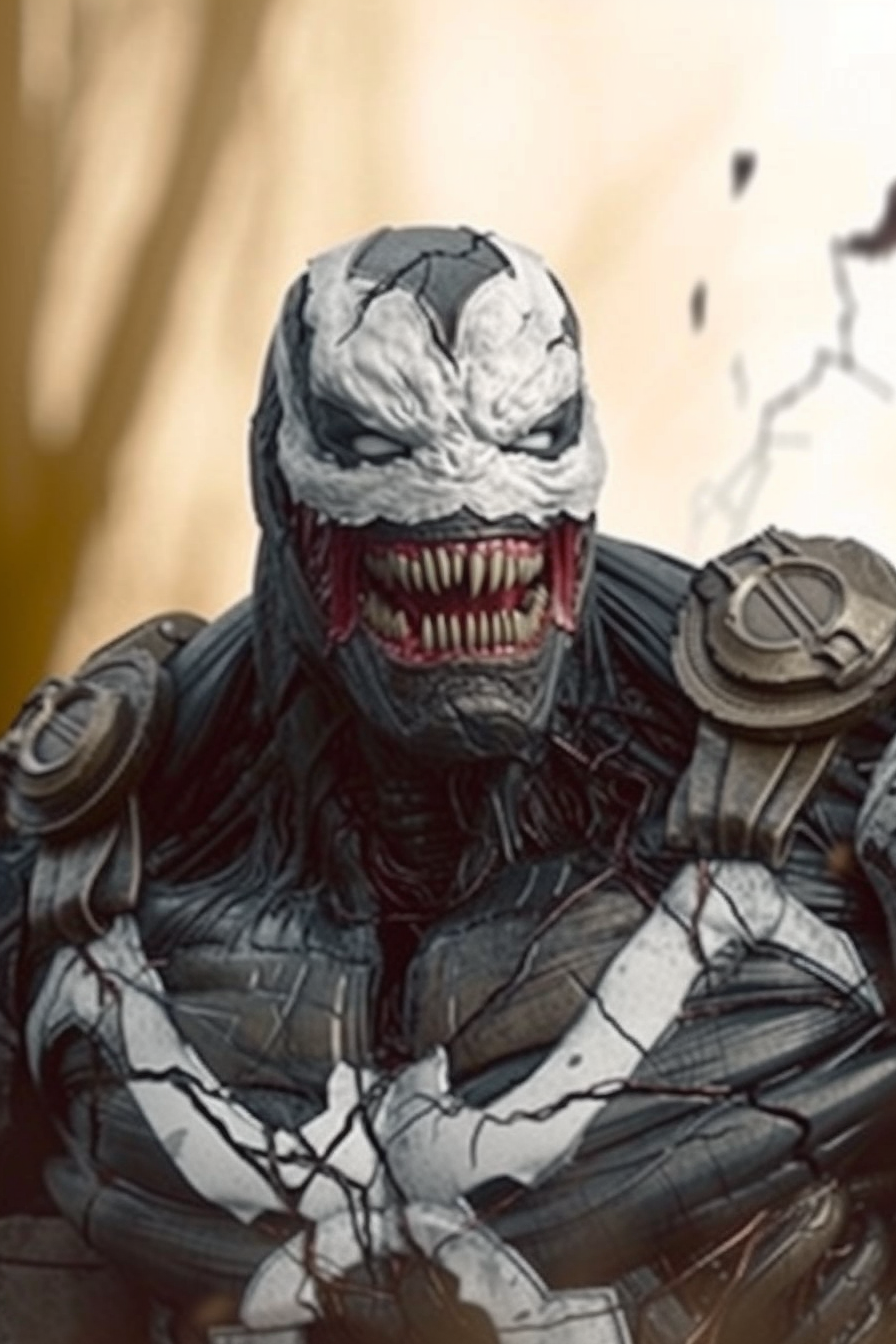 Iron Man Black Venom in Graphic Novel Style