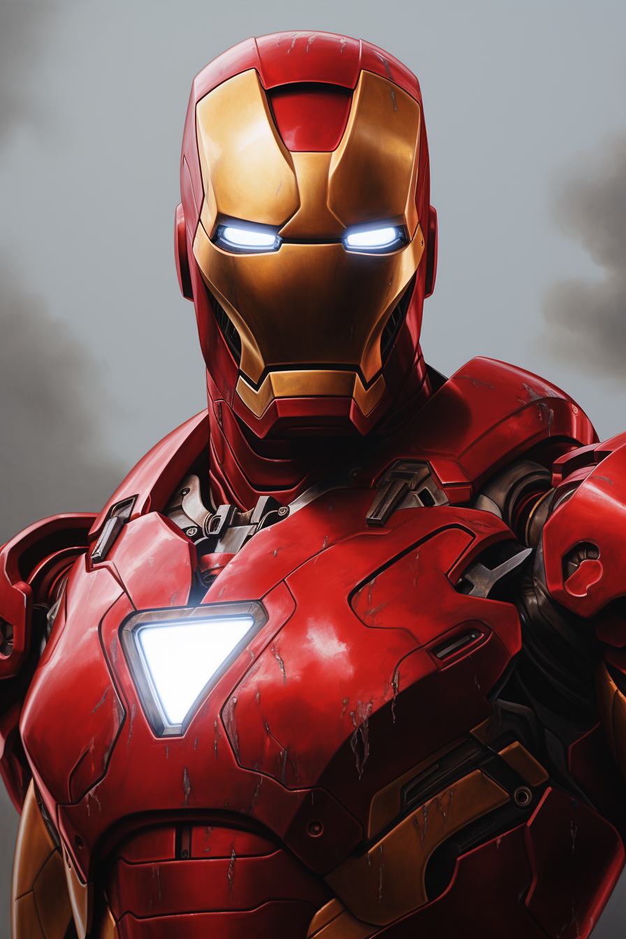 Hyperreal Iron Man on white background