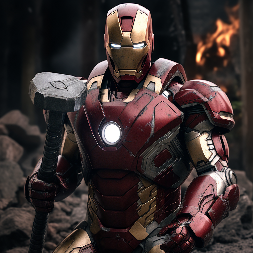 Iron Man with Thor Mjolnir