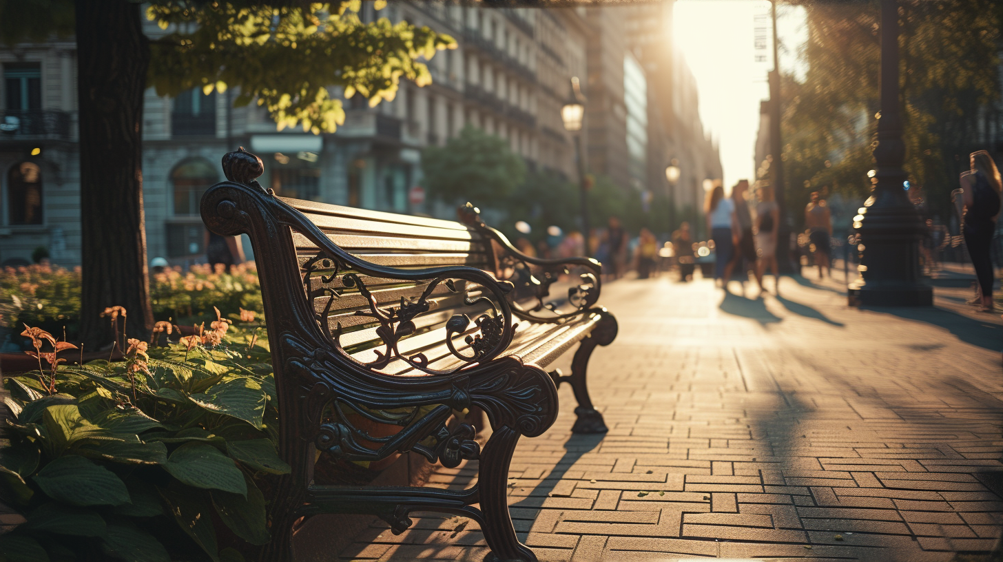 Iron Park Bench Downtown Piazza