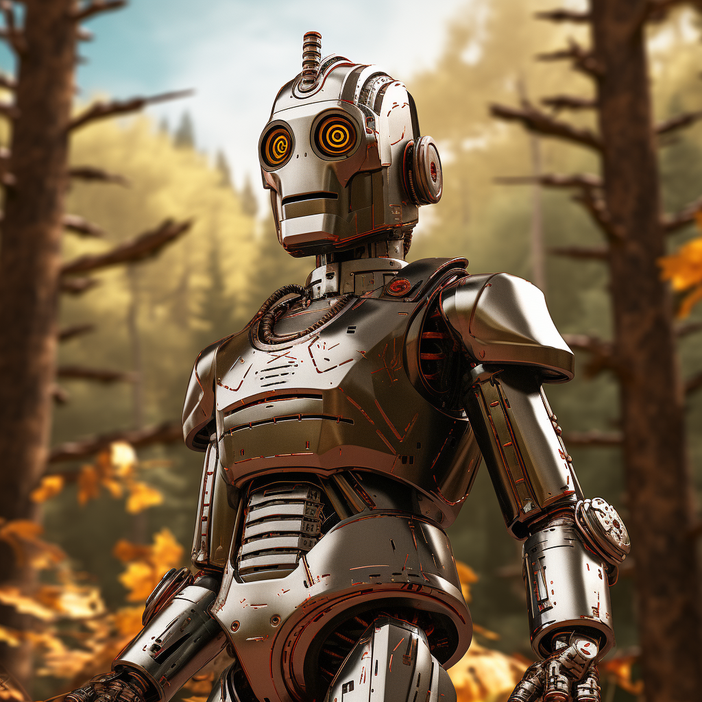 Iron Tin Man in magical forest