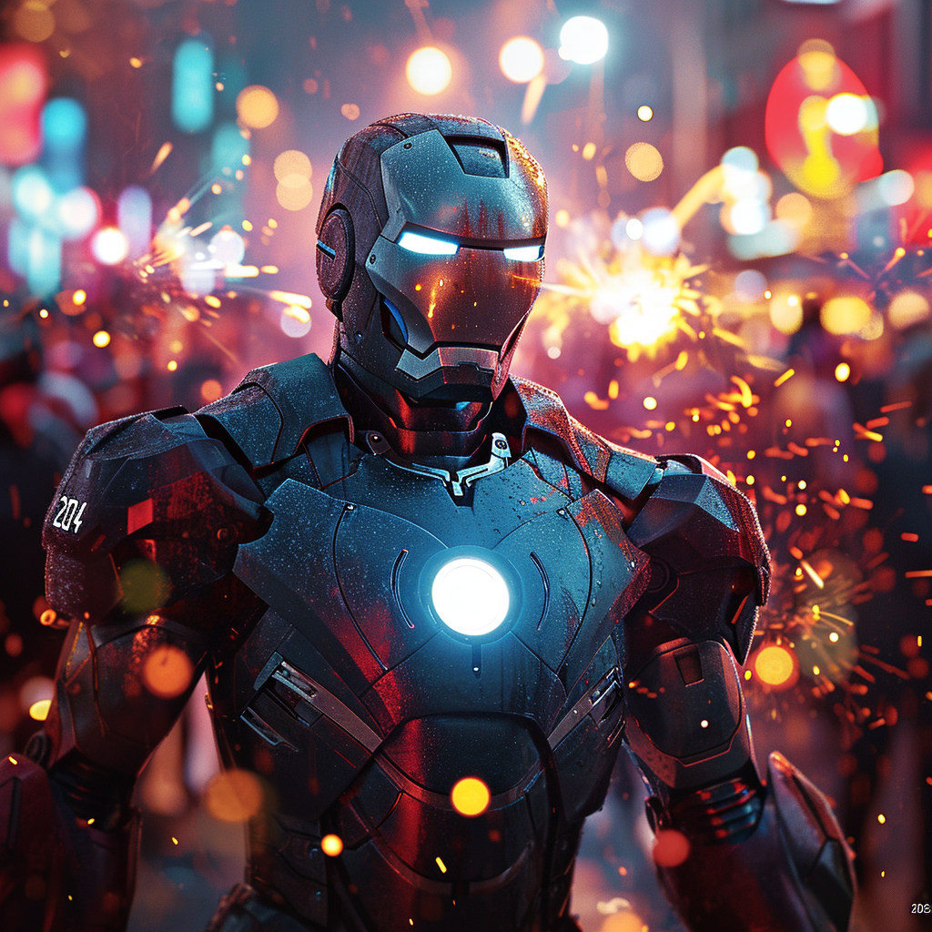 Ironman and Superheroes Celebrating New Year