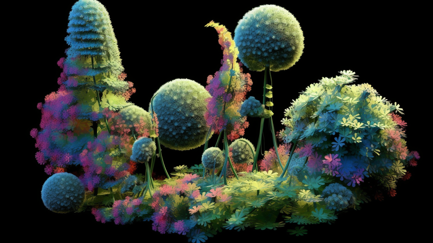 Vibrant fractal space topiary design