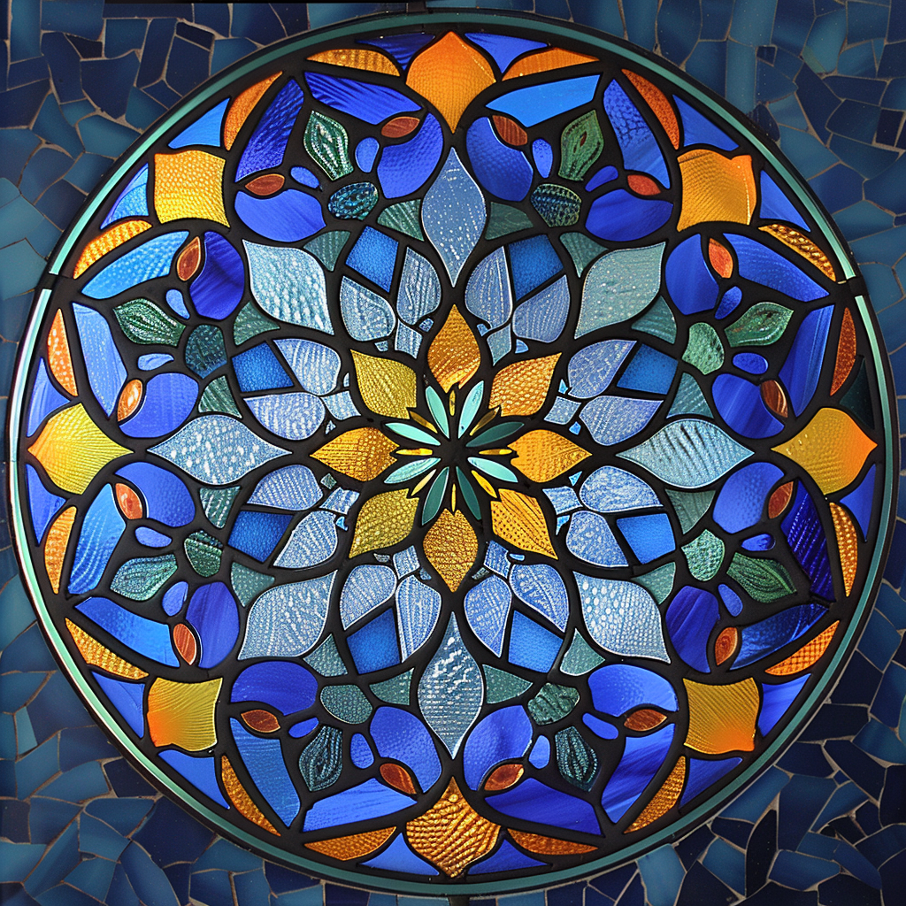 Blue Islamic Stained Glass Pattern