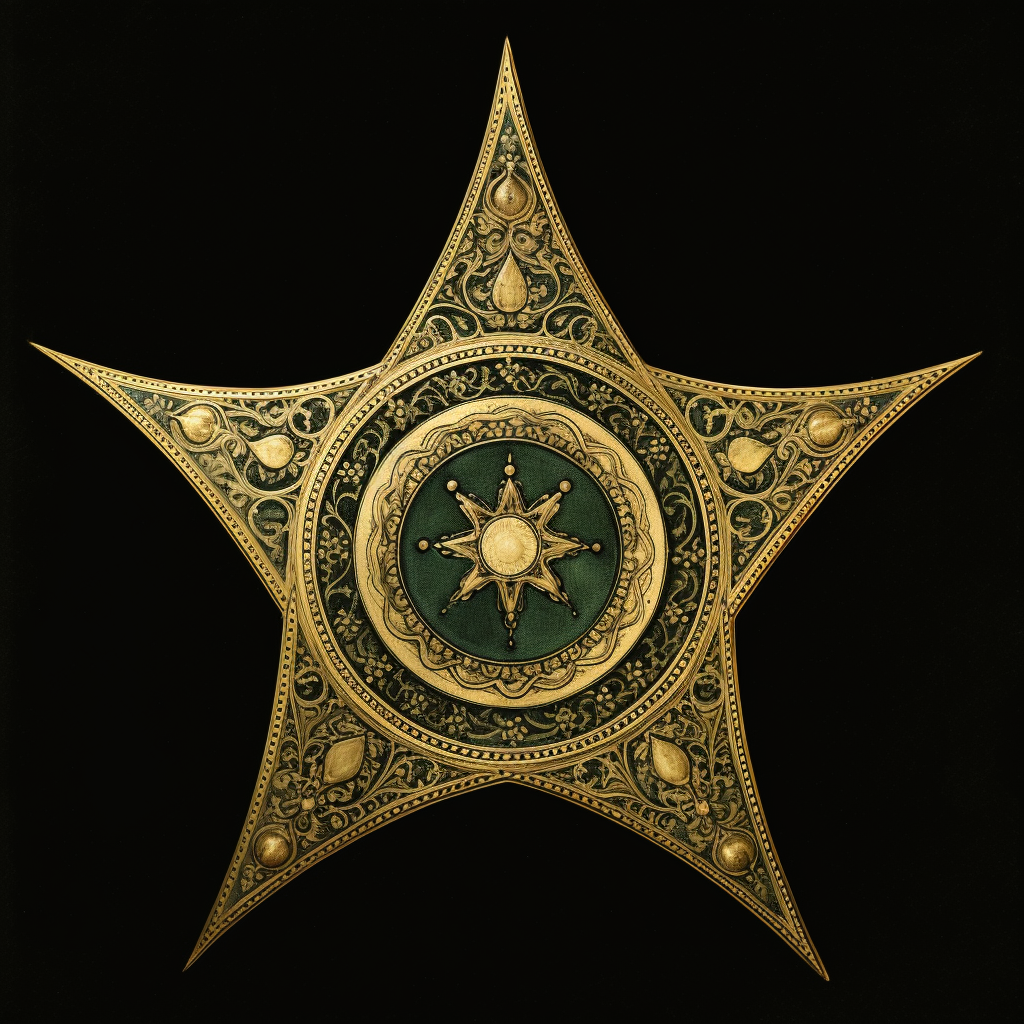 Islamic Star and Crescent with Star of David