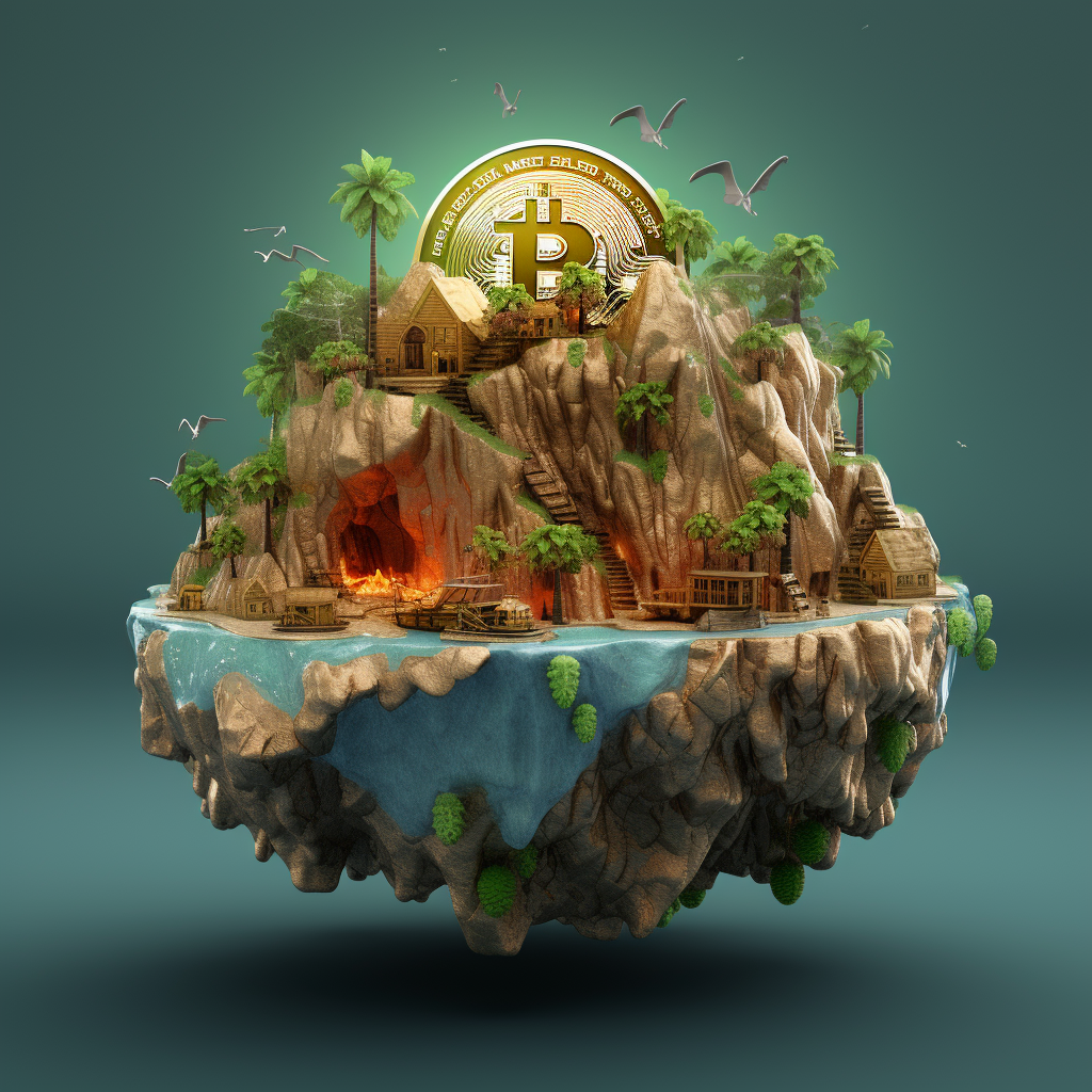 Island bitcoin theme illustration