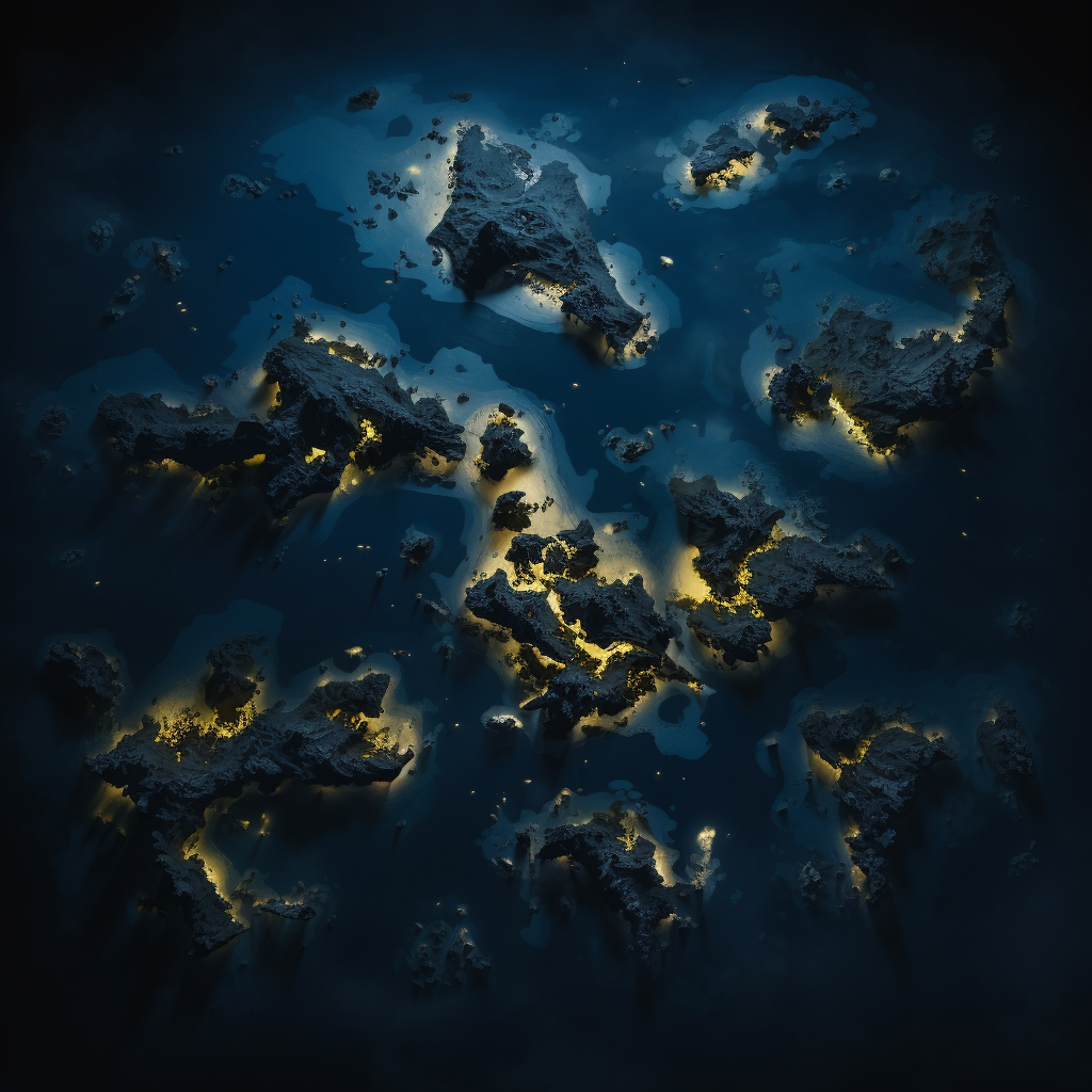 Group of islands on dark blue waters