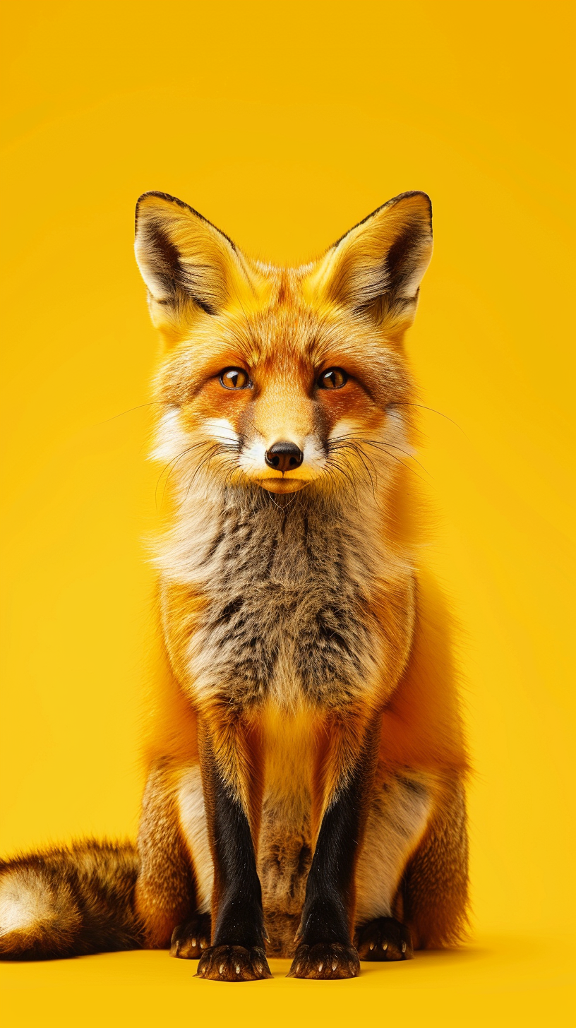 Fox on Vibrant Yellow Background