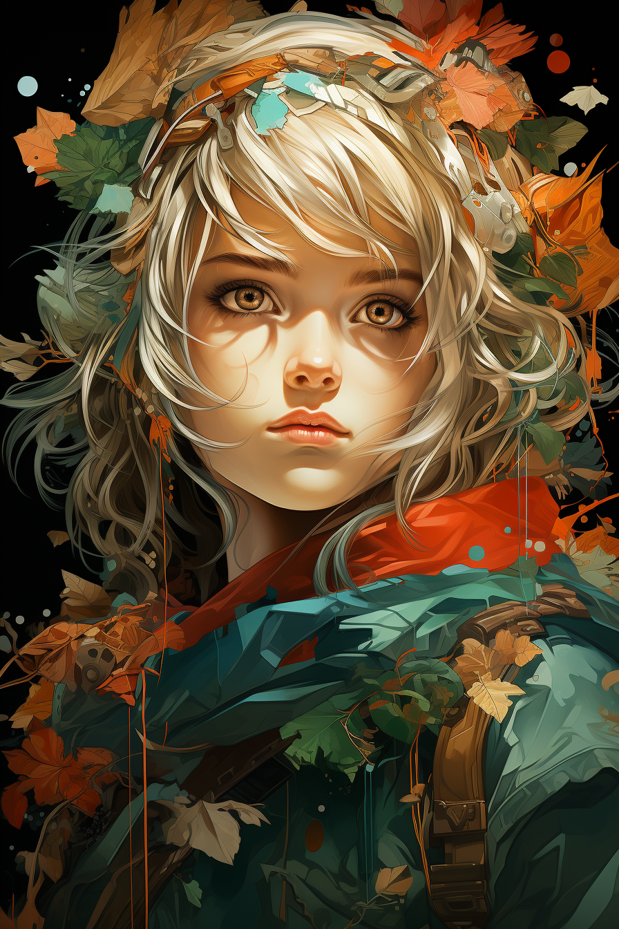 Isometric girl head illustration with anime style