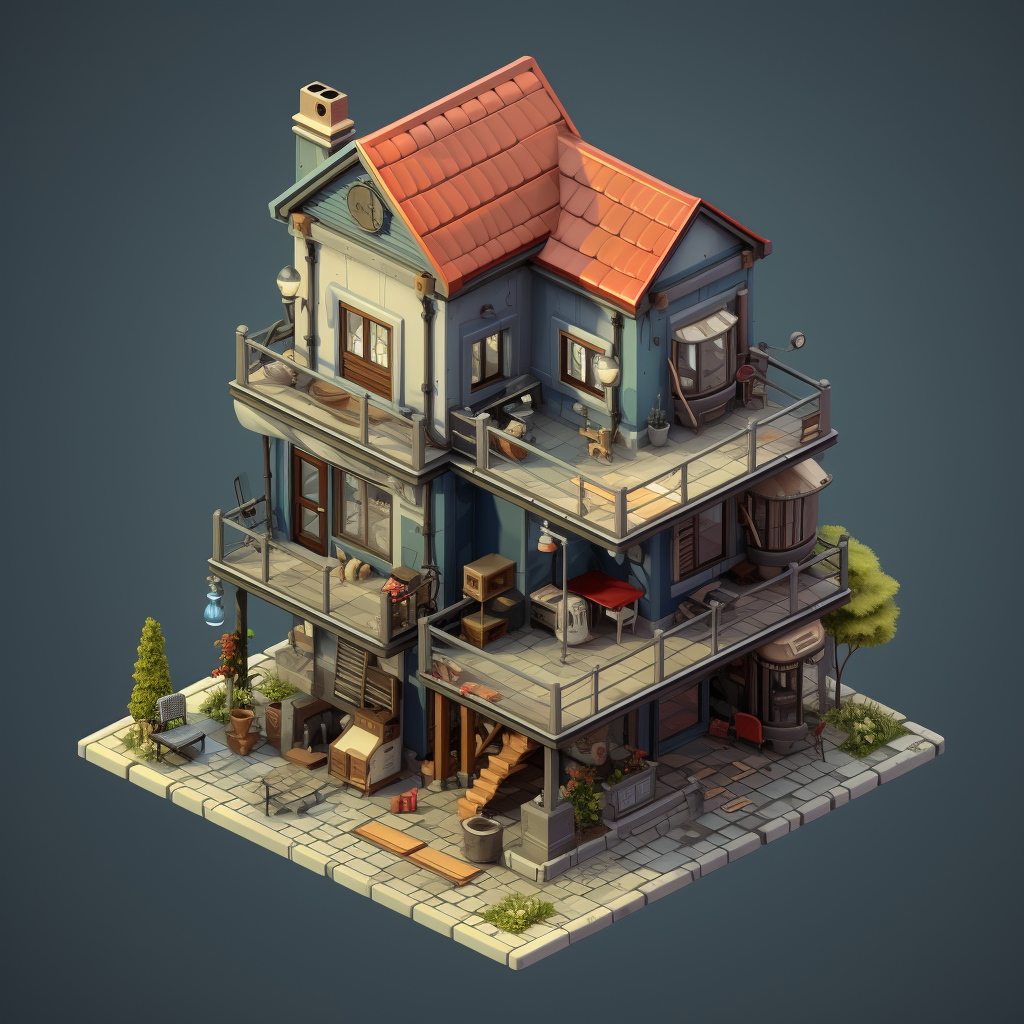 Isometric house rendering in 3D