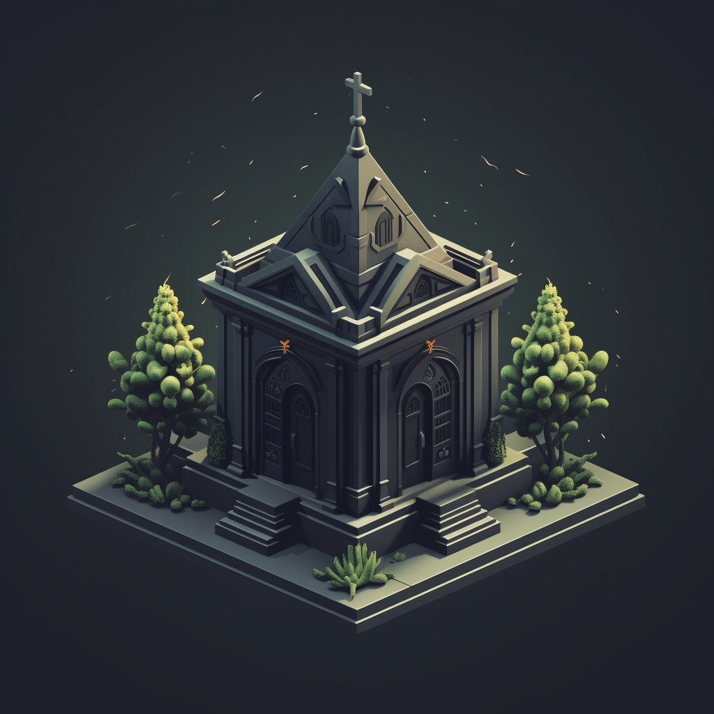 Isometric Mausoleum Dark Picture