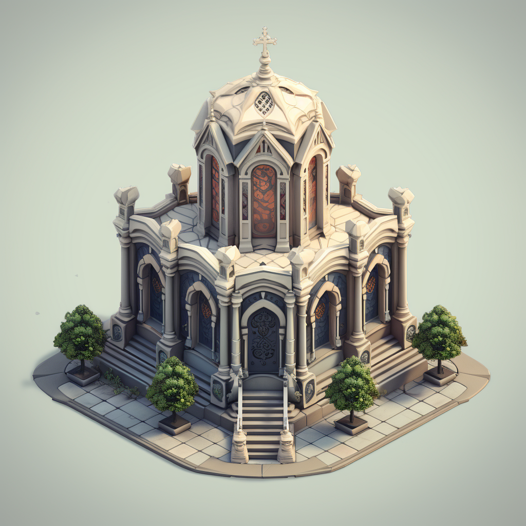 Isometric Mausoleum Faith Illustration