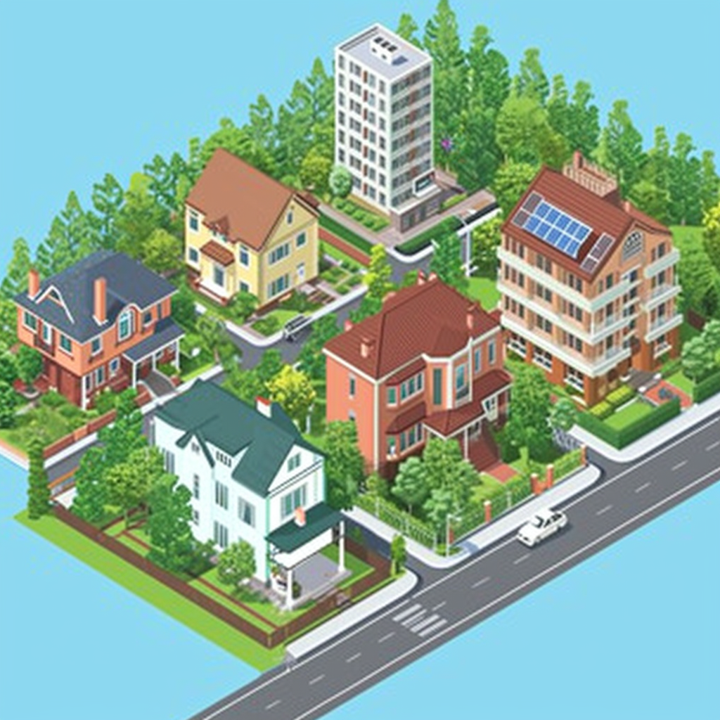 Isometric urban design infographic