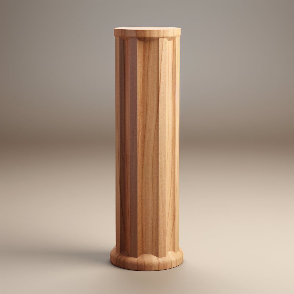 Realistic wooden column render in plywood