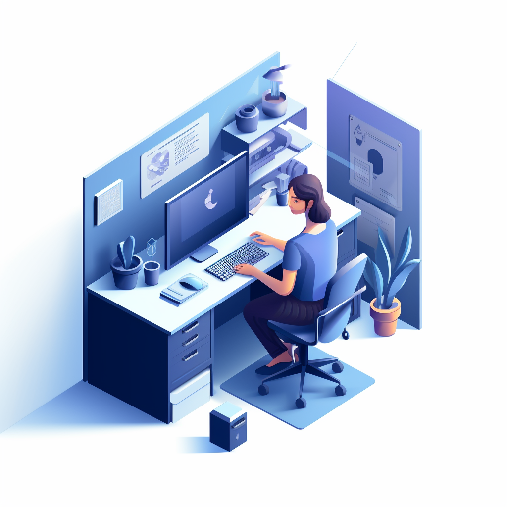 Modern lady working on a computer with simplicity