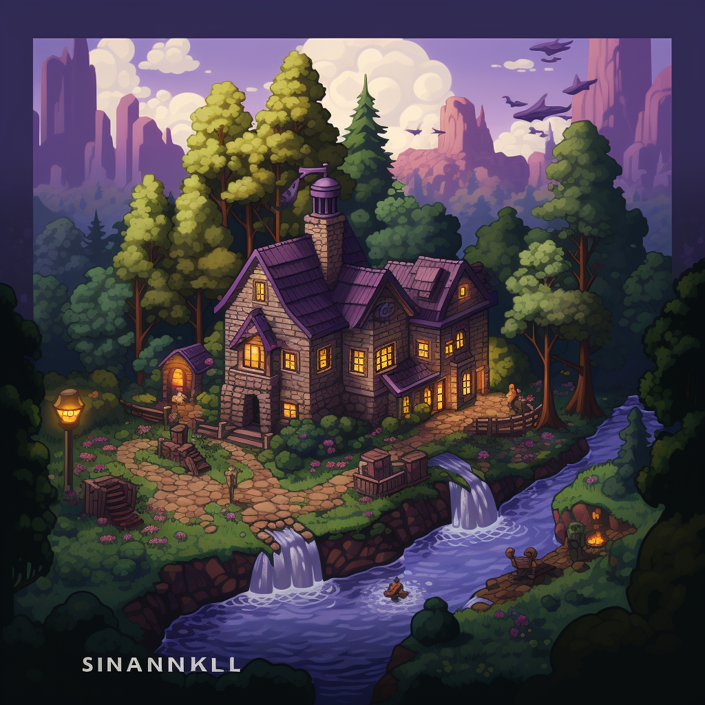 Beautiful Isometric Pixel Art inspired by Thomas Kinkade