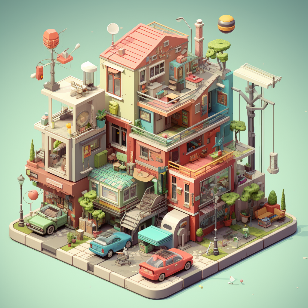 Isometric Shapes Illustration in Flat Design