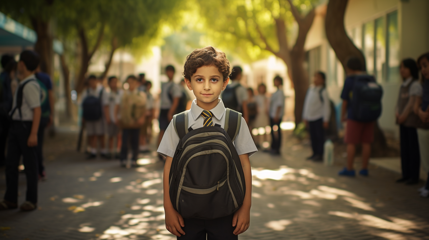 Smiling first grade student at Tel Aviv school