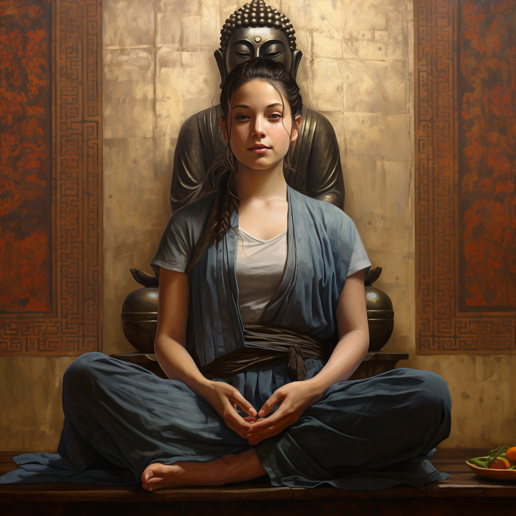 Israeli girl portraying the Buddha in Norman Rockwell's painting