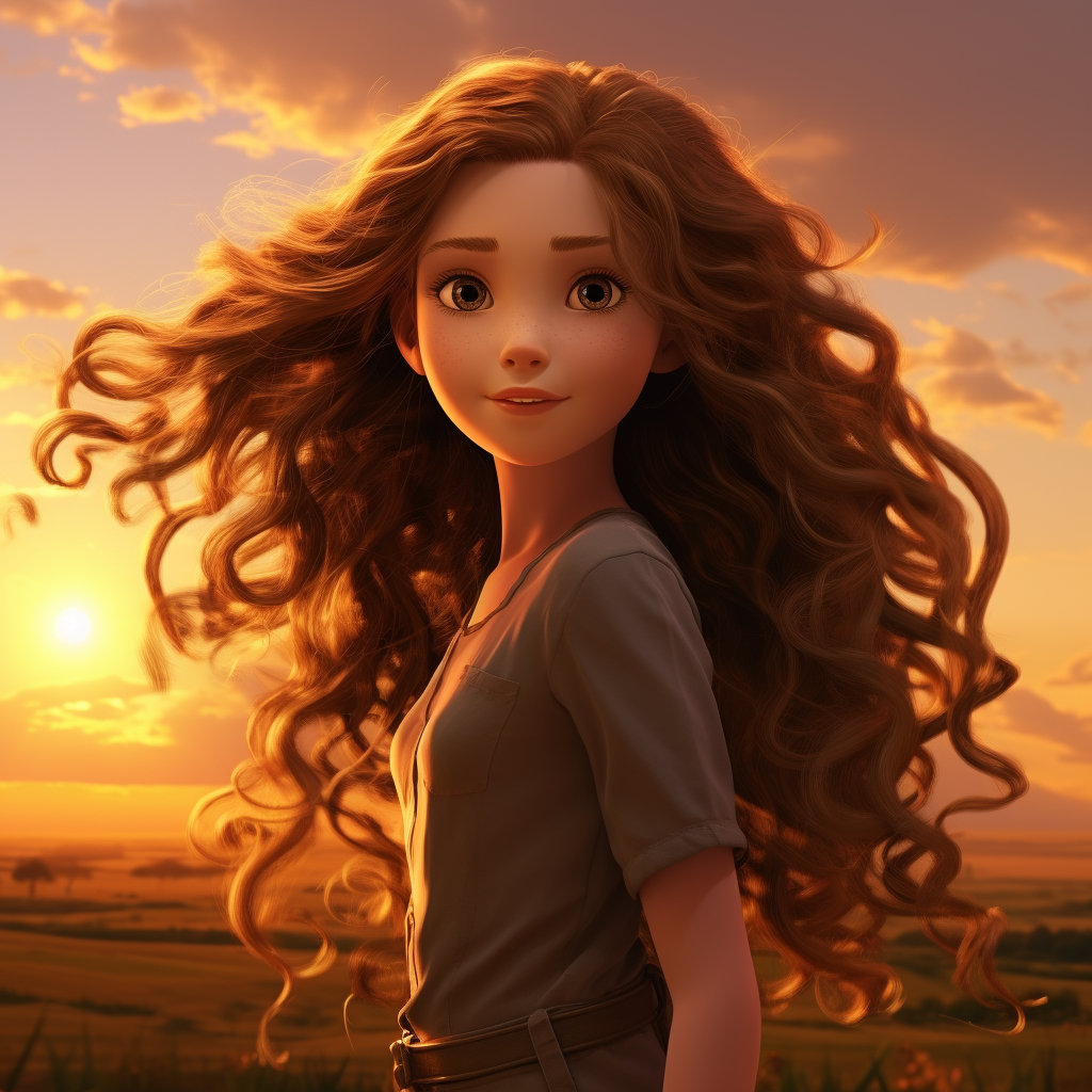 Israeli girl at sunrise with flowing hair